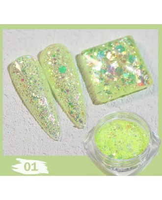 Глитер пайети за декорация на нокти, светло зелено